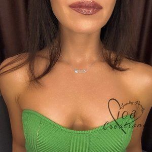 Bright like a Diamond Safety Pin Dainty Necklace